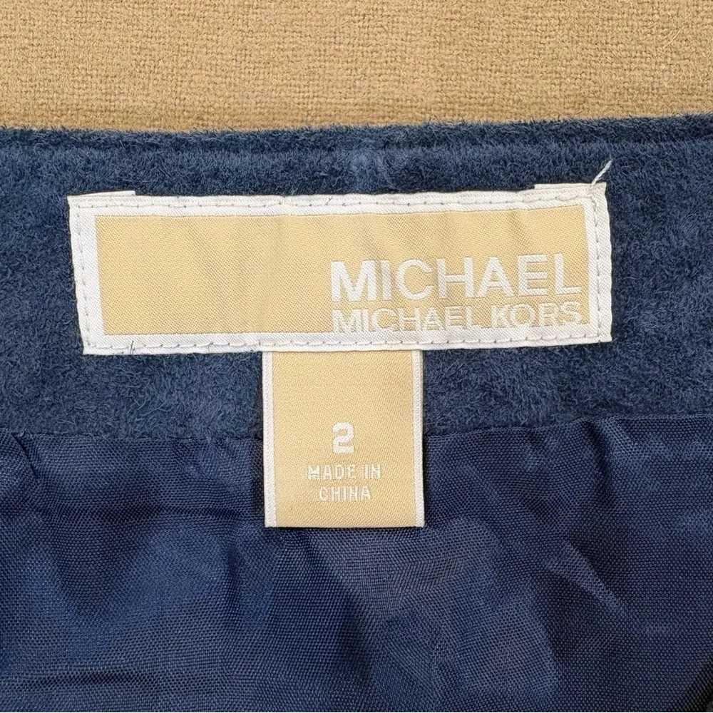 Michael Kors Leather Fringe Boho Mini Skirt Blue Size 2